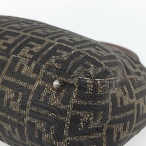 FENDI Zucca Canvas Hand Bag Black Brown Auth 182079
