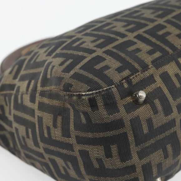 FENDI Zucca Canvas Hand Bag Black Brown Auth 182079