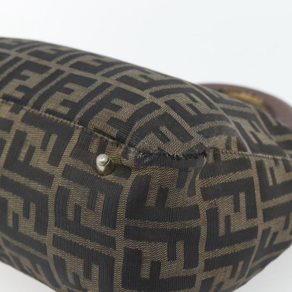 FENDI Zucca Canvas Hand Bag Black Brown Auth 182079