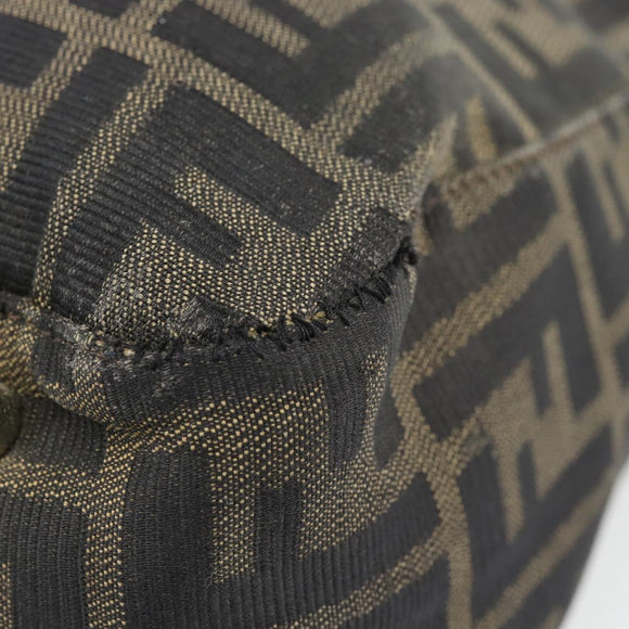 FENDI Zucca Canvas Hand Bag Black Brown Auth 182079