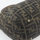FENDI Zucca Canvas Hand Bag Black Brown Auth 182079-15