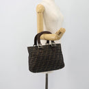 FENDI Zucca Canvas Hand Bag Black Brown Auth 182079-25