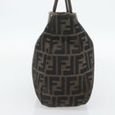 FENDI Zucca Canvas Hand Bag Black Brown Auth 182079-4