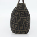 FENDI Zucca Canvas Hand Bag Black Brown Auth 182079-5
