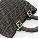 FENDI Zucca Canvas Hand Bag Black Brown Auth 182079-6
