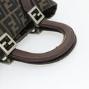 FENDI Zucca Canvas Hand Bag Black Brown Auth 182079-7