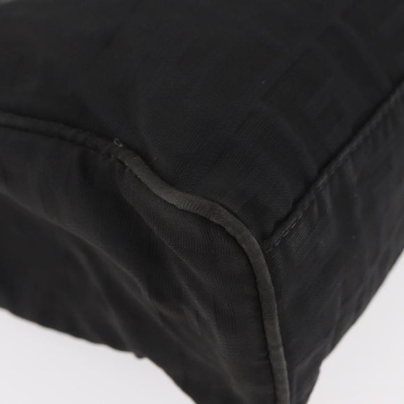 FENDI Zucca Canvas Handtasche Schwarz Silber Auth 182080