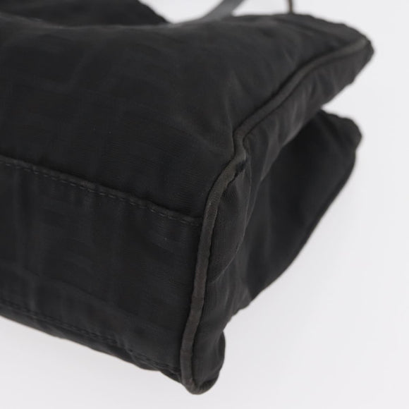 FENDI Zucca Canvas Handtasche Schwarz Silber Auth 182080