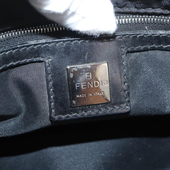 FENDI Zucca Canvas Handtasche Schwarz Silber Auth 182080