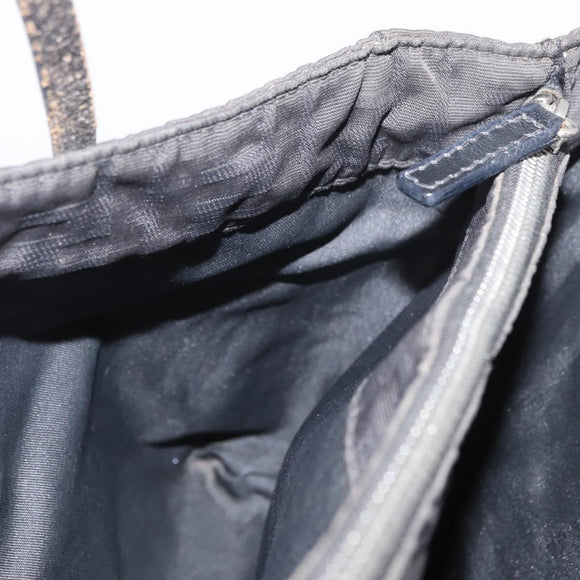 FENDI Zucca Canvas Handtasche Schwarz Silber Auth 182080