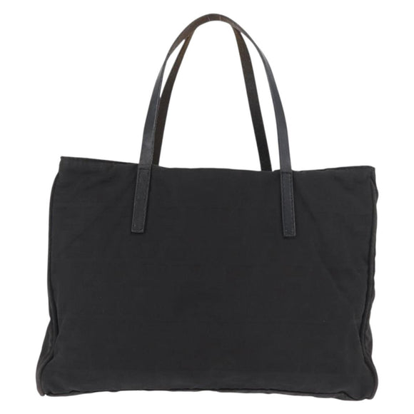 FENDI Zucca Canvas Handtasche Schwarz Silber Auth 182080