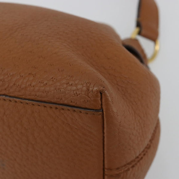 Salvatore Ferragamo Gancini Shoulder Bag Leather Brown Gold Auth 182081A