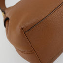 Salvatore Ferragamo Gancini Shoulder Bag Leather Brown Gold Auth 182081A-14