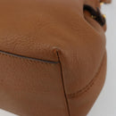 Salvatore Ferragamo Gancini Shoulder Bag Leather Brown Gold Auth 182081A-15