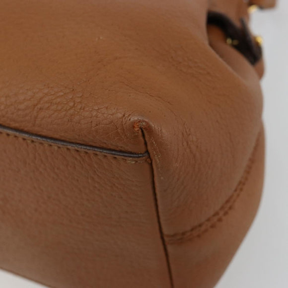 Salvatore Ferragamo Gancini Shoulder Bag Leather Brown Gold Auth 182081A