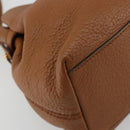 Salvatore Ferragamo Gancini Shoulder Bag Leather Brown Gold Auth 182081A-16