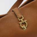 Salvatore Ferragamo Gancini Shoulder Bag Leather Brown Gold Auth 182081A-10
