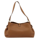 Salvatore Ferragamo Gancini Shoulder Bag Leather Brown Gold Auth 182081A-2