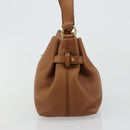 Salvatore Ferragamo Gancini Shoulder Bag Leather Brown Gold Auth 182081A-3