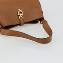 Salvatore Ferragamo Gancini Shoulder Bag Leather Brown Gold Auth 182081A-7