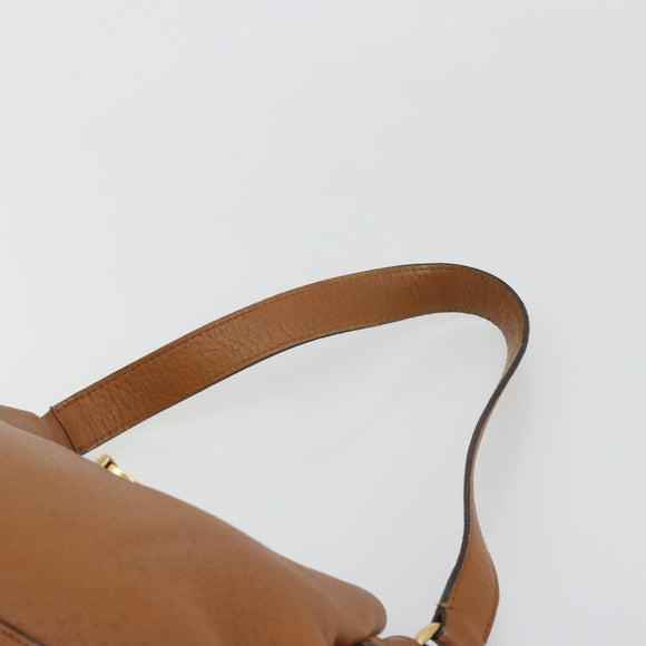 Salvatore Ferragamo Gancini Shoulder Bag Leather Brown Gold Auth 182081A