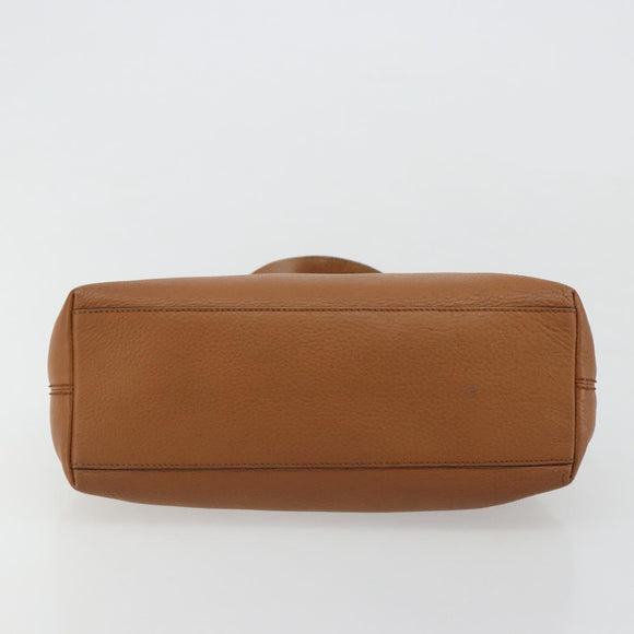Salvatore Ferragamo Gancini Shoulder Bag Leather Brown Gold Auth 182081A