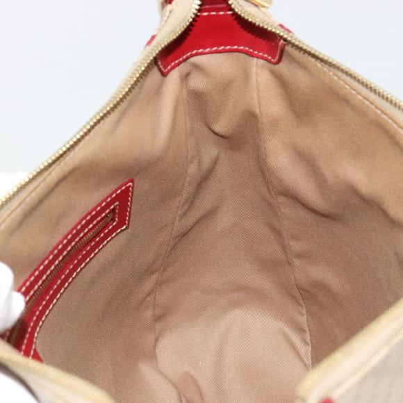 CELINE Macadam Canvas Shoulder Bag PVC Leather Beige Gold Auth 182083