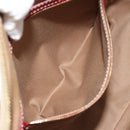CELINE Macadam Canvas Shoulder Bag PVC Leather Beige Gold Auth 182083-20