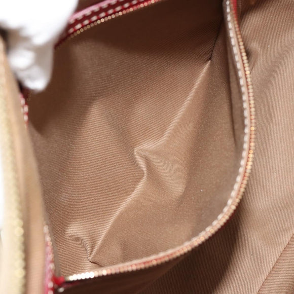 CELINE Macadam Canvas Shoulder Bag PVC Leather Beige Gold Auth 182083