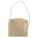 GUCCI Shoulder Bag Patent leather Beige Silver Auth 182087-1