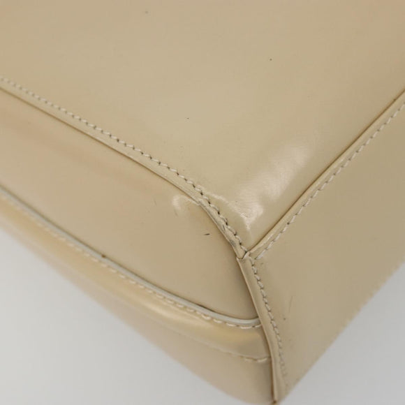 GUCCI Shoulder Bag Patent leather Beige Silver Auth 182087