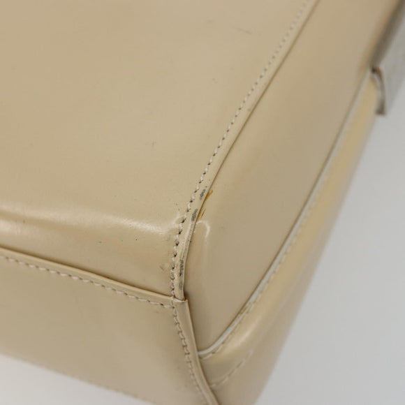 GUCCI Shoulder Bag Patent leather Beige Silver Auth 182087