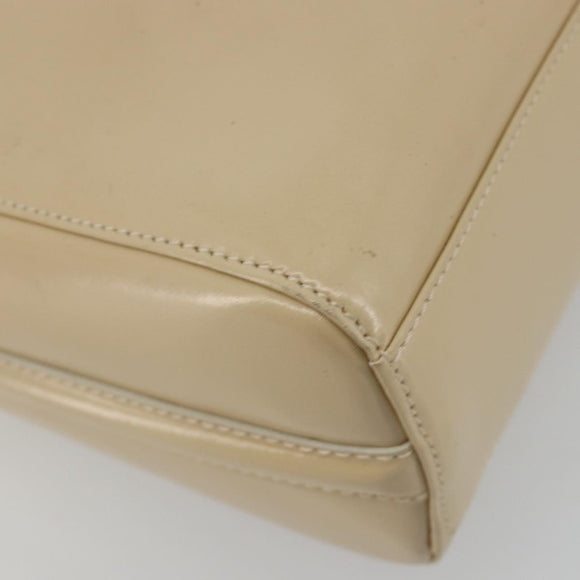 GUCCI Shoulder Bag Patent leather Beige Silver Auth 182087