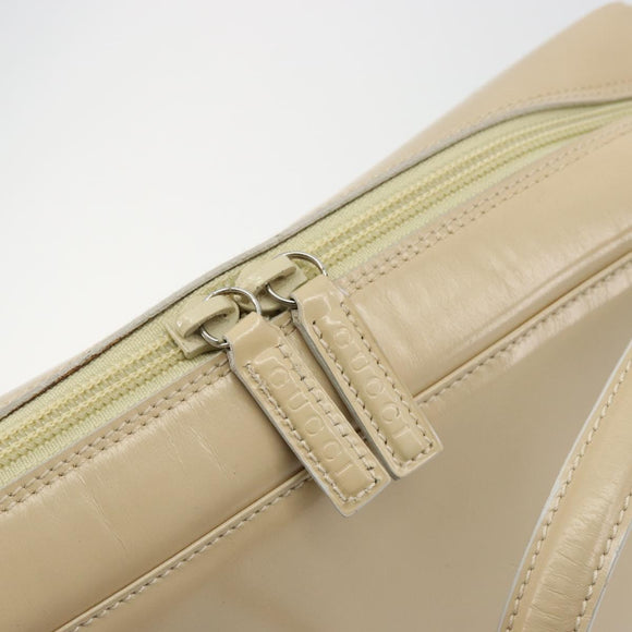 GUCCI Shoulder Bag Patent leather Beige Silver Auth 182087