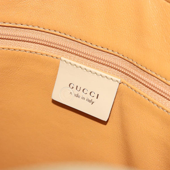 GUCCI Shoulder Bag Patent leather Beige Silver Auth 182087