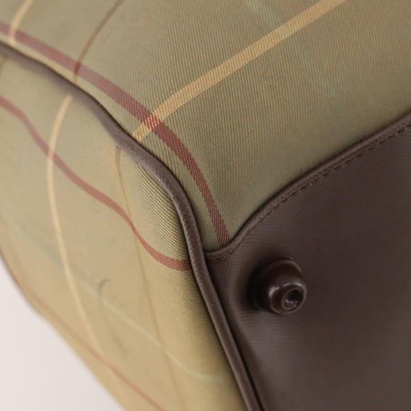 Burberrys Nova Check Boston Bag Canvas Beige Gold Auth 182091
