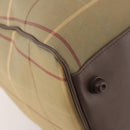 Burberrys Nova Check Boston Bag Canvas Beige Gold Auth 182091-13