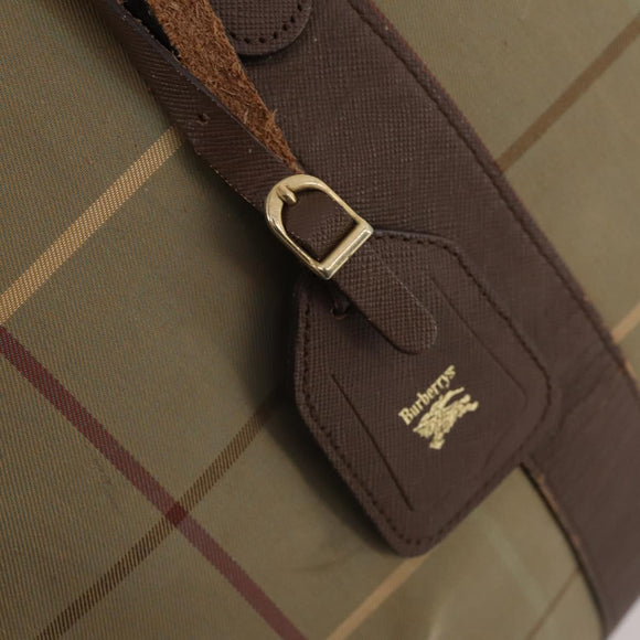 Burberrys Nova Check Boston Bag Canvas Beige Gold Auth 182091