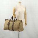 Burberrys Nova Check Boston Bag Canvas Beige Gold Auth 182091-22