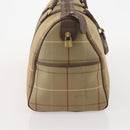 Burberrys Nova Check Boston Bag Canvas Beige Gold Auth 182091-5
