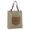 GUCCI GG Supreme Web Sherry Line Tote Bag PVC Beige Red Green Auth 182092-1
