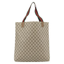 GUCCI GG Supreme Web Sherry Line Tote Bag PVC Beige Red Green Auth 182092-2