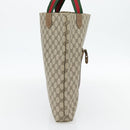 GUCCI GG Supreme Web Sherry Line Tote Bag PVC Beige Red Green Auth 182092-3