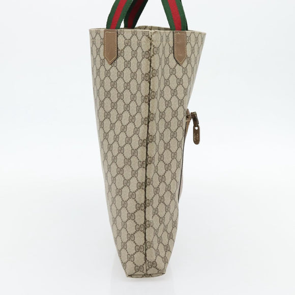 GUCCI GG Supreme Web Sherry Line Tote Bag PVC Beige Red Green Auth 182092