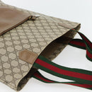 GUCCI GG Supreme Web Sherry Line Tote Bag PVC Beige Red Green Auth 182092-6