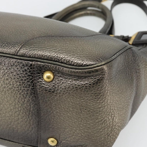 PRADA Tote Bag Leder 2way Gold Auth 182095
