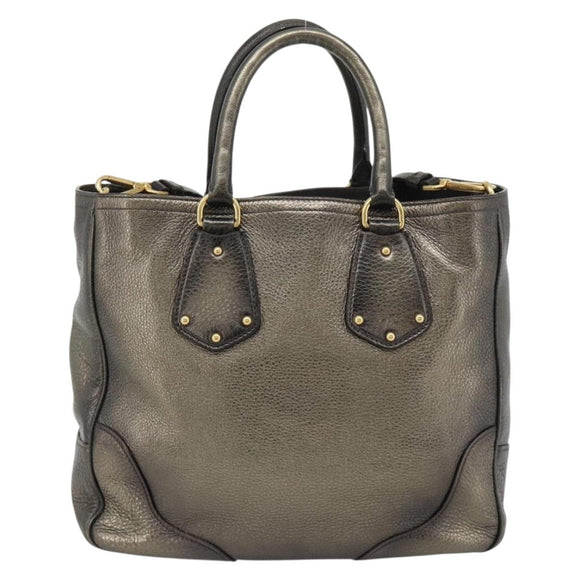 PRADA Tote Bag Leder 2way Gold Auth 182095