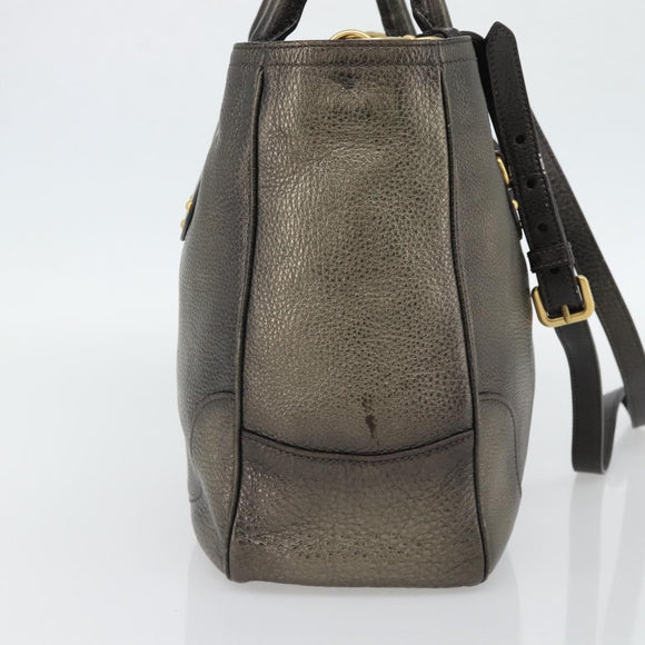 PRADA Tote Bag Leder 2way Gold Auth 182095