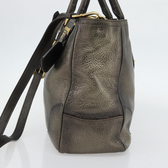PRADA Tote Bag Leder 2way Gold Auth 182095