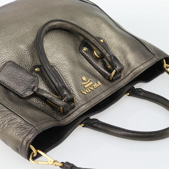PRADA Tote Bag Leder 2way Gold Auth 182095